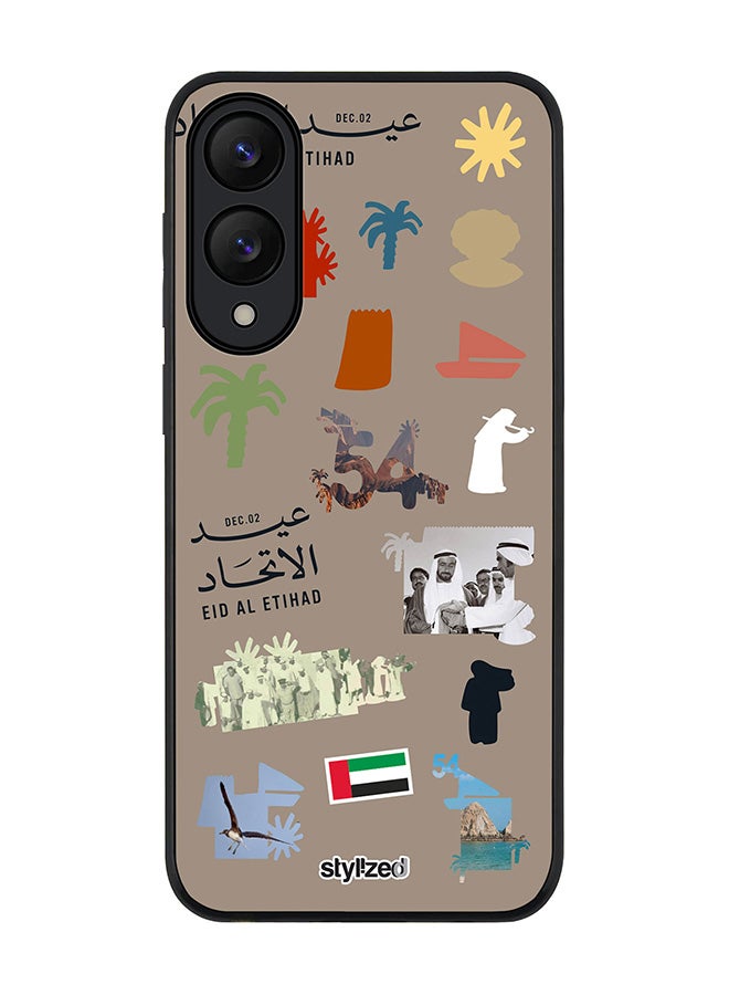 Stylizedd غطاء لهاتف سامسونج جالاكسي S25 إيدج، أسود متين نحيف مرن مضاد للسقوط TPU جل رقيق واقي للهاتف - عيد الاتحاد 54، رمادي دافئ - Image 1
