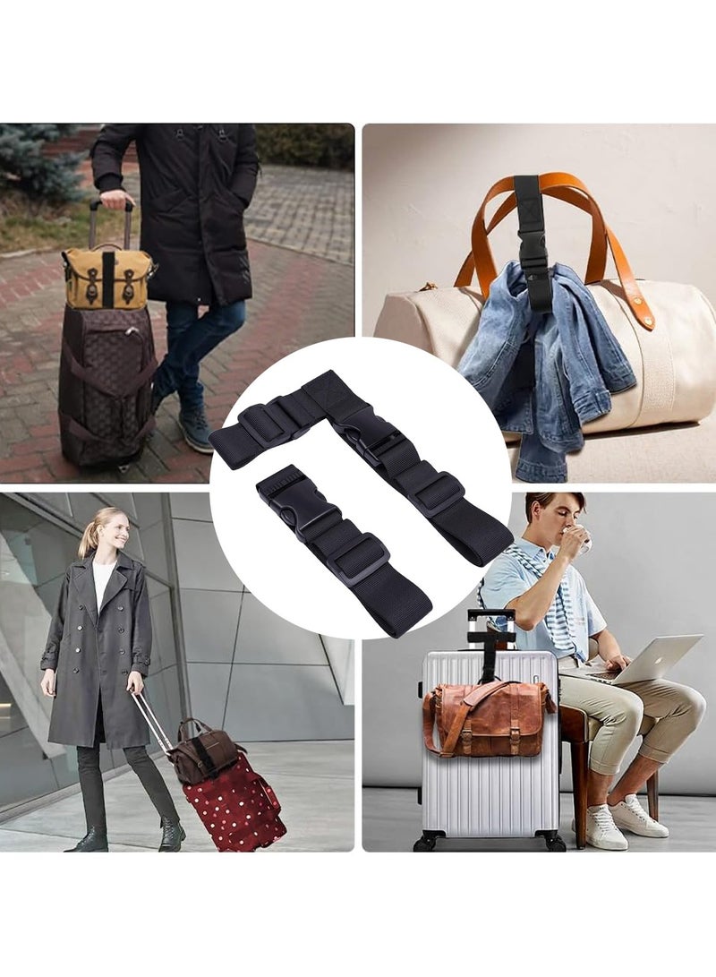 أيية حزمة من 2 إضافة حزام حقيبة أمتعة تعديل حزام ، وملحقات السفر مرفق السفر ، لتوصيل 3 أمتعة ، أسود - Image 3