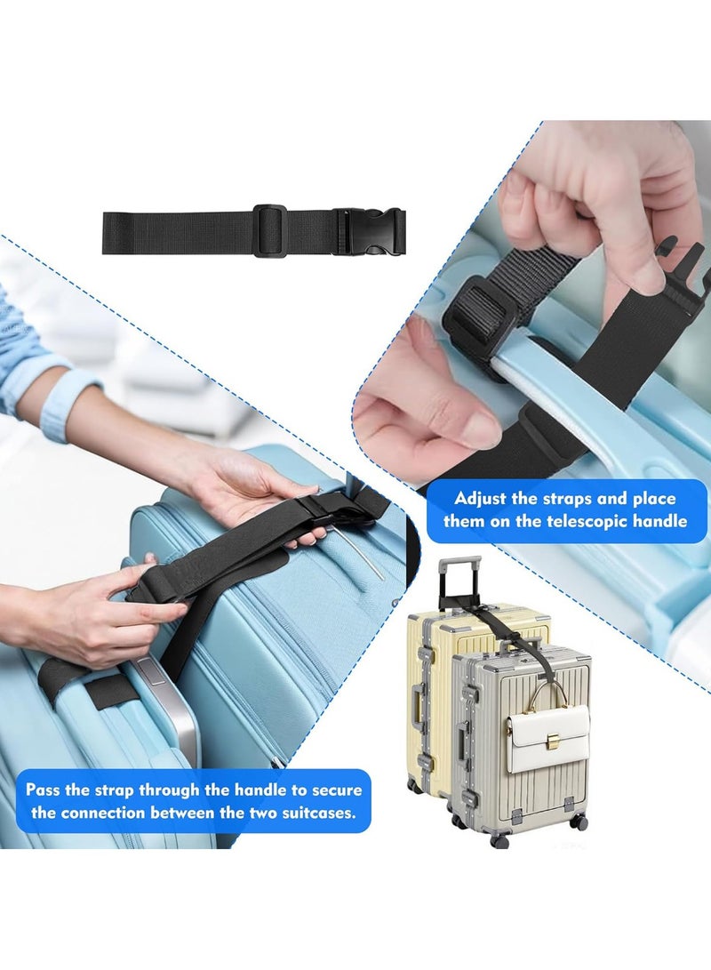 أيية حزمة من 2 إضافة حزام حقيبة أمتعة تعديل حزام ، وملحقات السفر مرفق السفر ، لتوصيل 3 أمتعة ، أسود - Image 4
