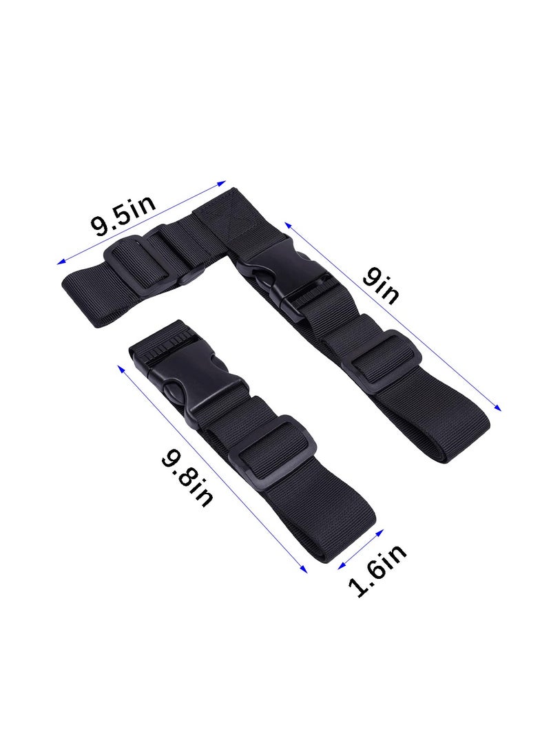 أيية حزمة من 2 إضافة حزام حقيبة أمتعة تعديل حزام ، وملحقات السفر مرفق السفر ، لتوصيل 3 أمتعة ، أسود - Image 2