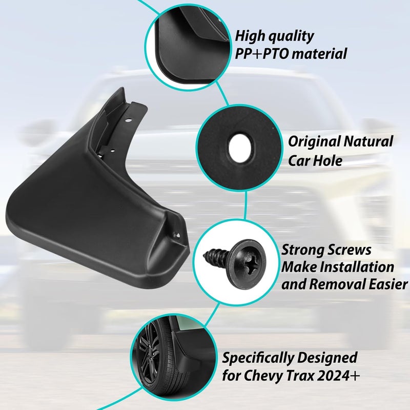TECHPICCO Mud Flaps for Chevrolet Trax 2024 - 4pcs No Drill Splash Guards - Image 3