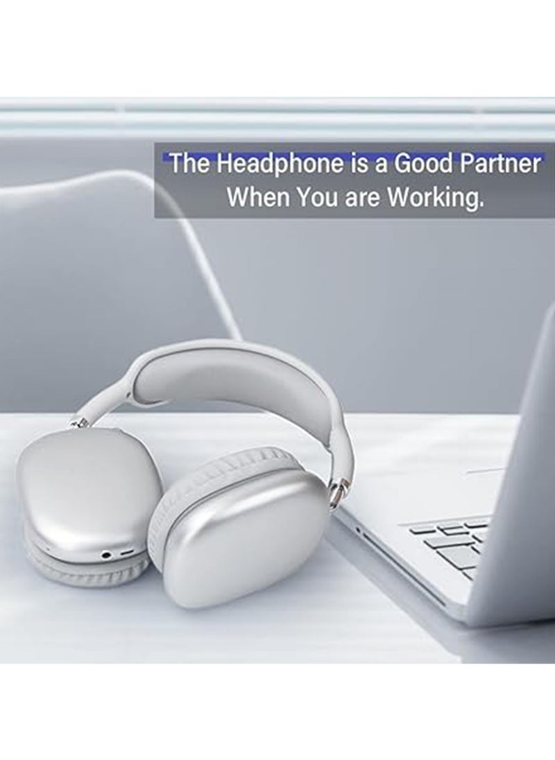Generic Wireless Bluetooth Noise Cancelling Headphones, On-Ear Headset, Long Battery Life, Comfortable to Wear, White  - Image 3
