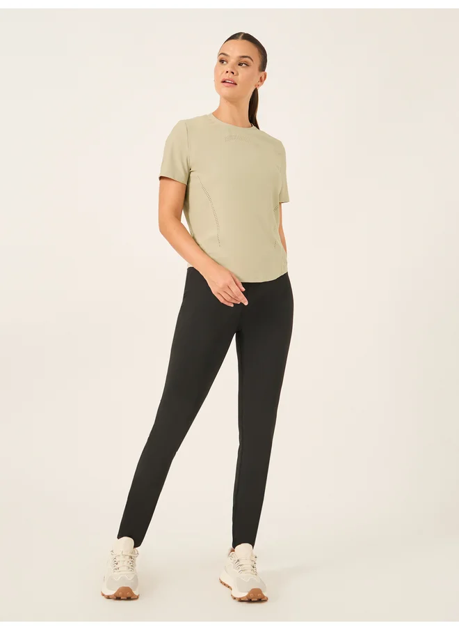 Styli Styli Active Laser Cut and Back Reflective Stripe Detail Short Sleeve Top
