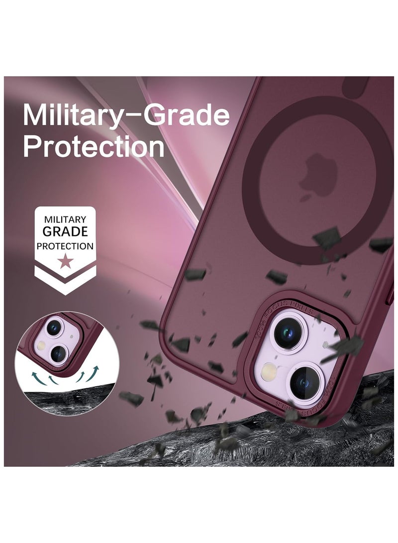 ACLIX Matte Magnetic case for iPhone 13 - iPhone 14 , High Grade Drop Protection with Shockproof Strip, Translucent Matte Back Phone Case (Deep Red) - Image 3