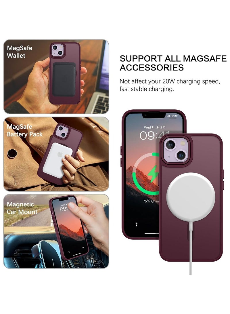 ACLIX Matte Magnetic case for iPhone 13 - iPhone 14 , High Grade Drop Protection with Shockproof Strip, Translucent Matte Back Phone Case (Deep Red) - Image 4