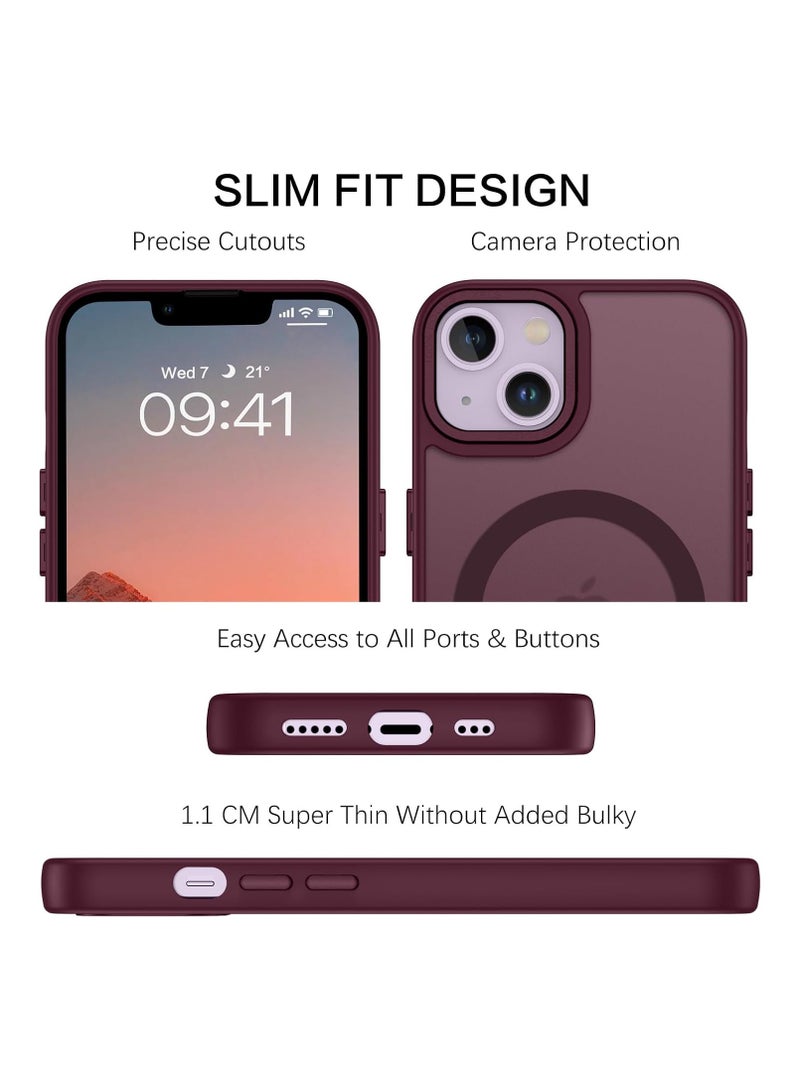 ACLIX Matte Magnetic case for iPhone 13 - iPhone 14 , High Grade Drop Protection with Shockproof Strip, Translucent Matte Back Phone Case (Deep Red) - Image 5