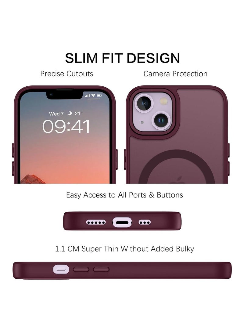 ACLIX Matte Magnetic case for iPhone 13, High Grade Drop Protection with Shockproof Strip, Translucent Matte Back Phone Case (Deep Red) - Image 4