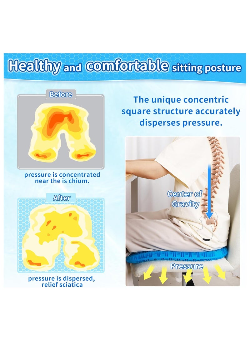 Zikra Gel Seat Cushion, U-shaped Breathable Honeycomb Design Gel Seat Cushion, Memory Cushion for Tailbone Pain Pressure Relief, for Long Sitting, Sciatica, Tailbone Pain Relief, Office Wheelchair Cushion - Image 2