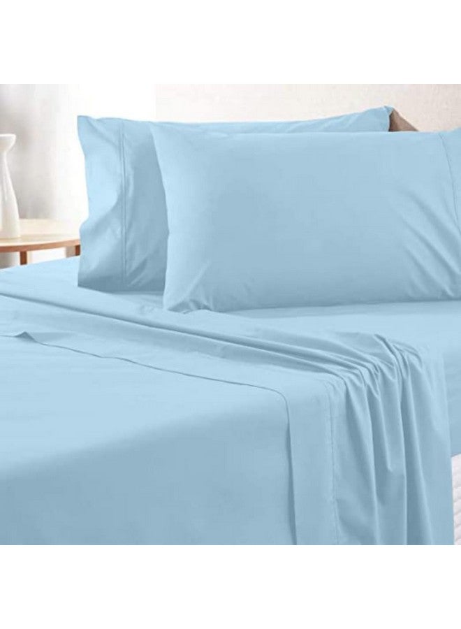 SEM B GRA - Flat BedSheet with 2 Pillow Covers 600 TC 100% Egyptian Cotton Bedsheet Comfortable & Durable Hotel Quality Sheet (Super King_110x110, Light Blue) - Image 1
