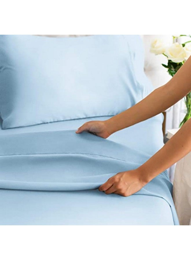SEM B GRA - Flat BedSheet with 2 Pillow Covers 600 TC 100% Egyptian Cotton Bedsheet Comfortable & Durable Hotel Quality Sheet (Super King_110x110, Light Blue) - Image 3