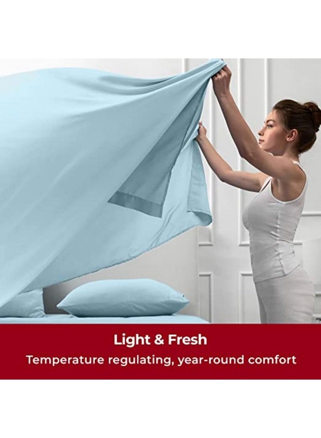 SEM B GRA - Flat BedSheet with 2 Pillow Covers 600 TC 100% Egyptian Cotton Bedsheet Comfortable & Durable Hotel Quality Sheet (Super King_110x110, Light Blue) - Image 4