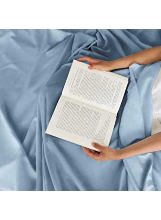 SEM B GRA - Flat BedSheet with 2 Pillow Covers 600 TC 100% Egyptian Cotton Bedsheet Comfortable & Durable Hotel Quality Sheet (Super King_110x110, Light Blue) - Image 2