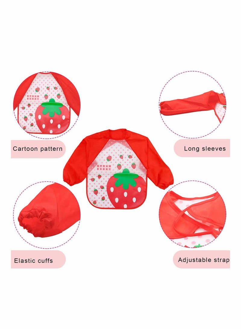 Excefore Bibs with Sleeves, 4 Pcs EVA Baby Bib Waterproof Long Sleeve Bib Unisex Feeding Bibs Apron Lovely Cute Cartoon Bibs for Infant Toddler 6 Months to 3 Years Old - Image 3