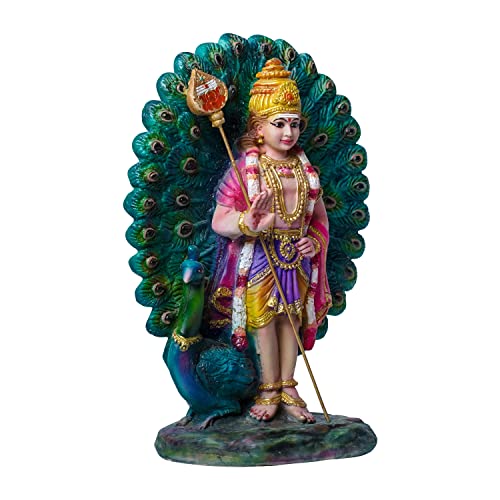 Newven Palani Murugan Showpiece Hindu God Kumaraswamy Idol Decorative Statue Figurine for Home Decor Gifts, Poly Marble 20 X 11 X 27 CM, Multicolour - Image 5