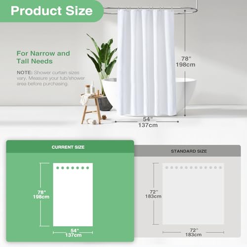 Dynamene Stall Fabric Shower Curtain - 54x78 inch Long Waffle Weave Weighted Thick Cloth Shower Curtains for Bathroom,Neutral Heavy Duty Hotel Spa Luxury Bath Curtain Set with 10 Plastic Hooks, White - Image 3