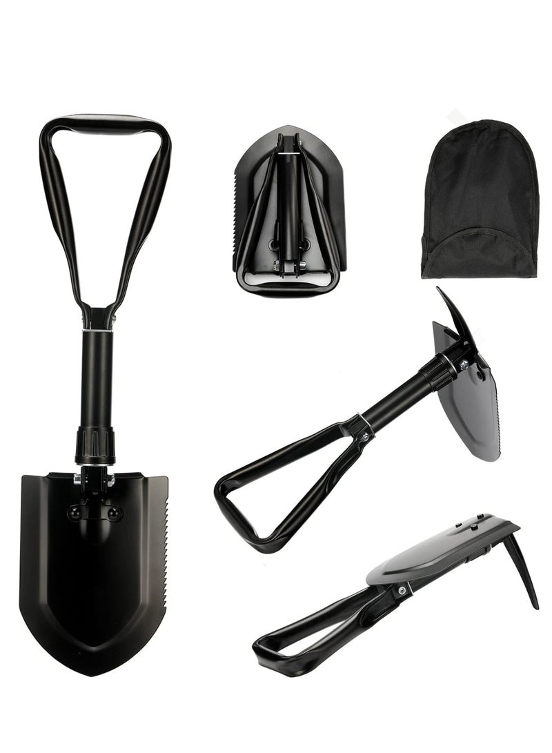 Folding Shovel– Entrenching Tool 18.25 Inch Foldable Camping Shovel w/Wood Saw Edge and Tactical Shovel Carry Case - Image 1