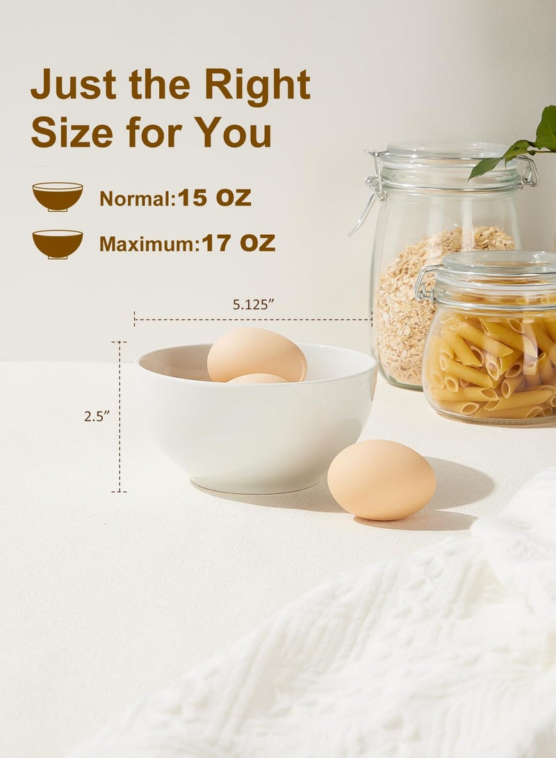 Yedio White Ceramic Cereal Bowls, 17 Ounce Porcelain Bowl for Kitchen Cereal Soup Rice Salad Pasta Dessert Snack Fruits Ice Cream, Set of 6, Microwave Dishwasher Freezer Oven Safe Easy Clean Stackable - Image 2