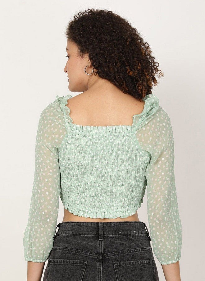 Pretilly Abstract Printed Square Neck Crop Top for Women - Image 5