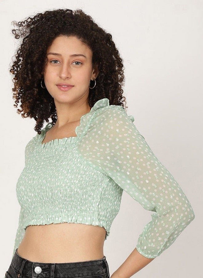 Pretilly Abstract Printed Square Neck Crop Top for Women - Image 4