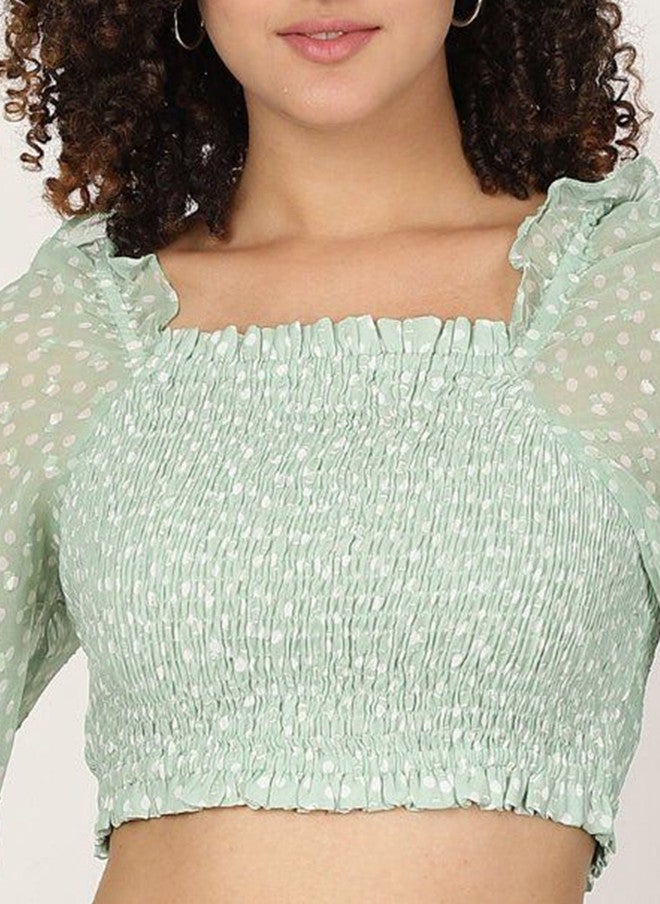 Pretilly Abstract Printed Square Neck Crop Top for Women - Image 2