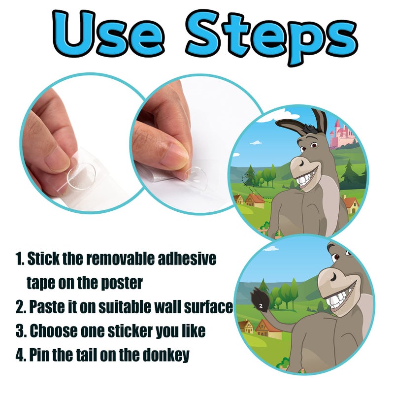 Joy Bang Pin The Tail on The Donkey for Kids with Tail Stickers and Eye Masks, Boys Girls Birthday Party Games Activities Crafts Decorations, Carnival Fiesta Party Supplies Favors Gifts for Children - Image 4
