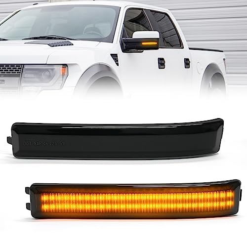 NEIFILES LED Side Mirror Turn Signal Light Compatible with Ford F150 2009-2014,Raptor 2010 2011 2012 2013 2014 Mirror Side Marker Lights Smoked Lens Amber Light - Image 1