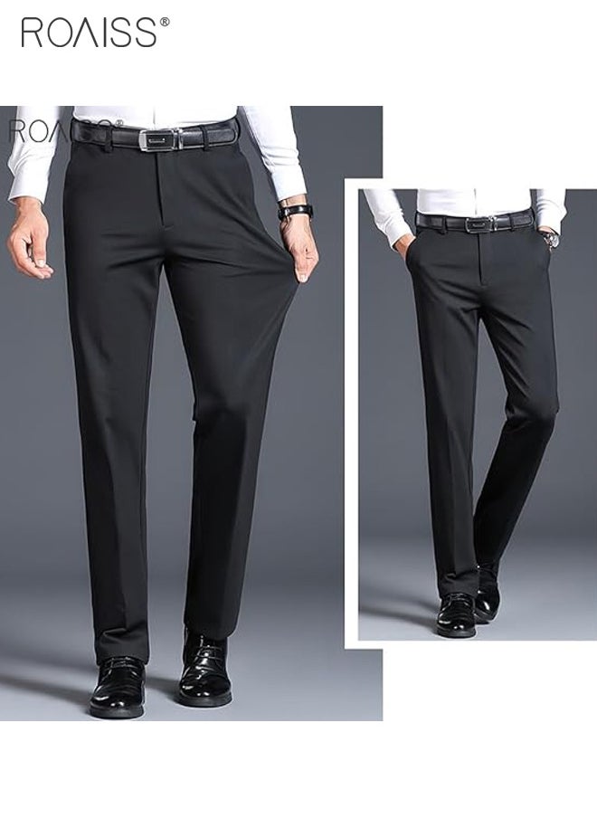 roaiss - Men Classic Slim Fit Stretch Dress Pant Skinny Flat Front Tapered Suit Pant Business Lightweight Comfort Trousers - Image 1