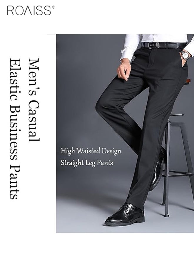 roaiss - Men Classic Slim Fit Stretch Dress Pant Skinny Flat Front Tapered Suit Pant Business Lightweight Comfort Trousers - Image 1