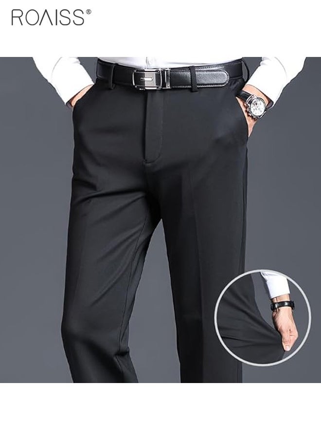 roaiss - Men Classic Slim Fit Stretch Dress Pant Skinny Flat Front Tapered Suit Pant Business Lightweight Comfort Trousers - Image 1