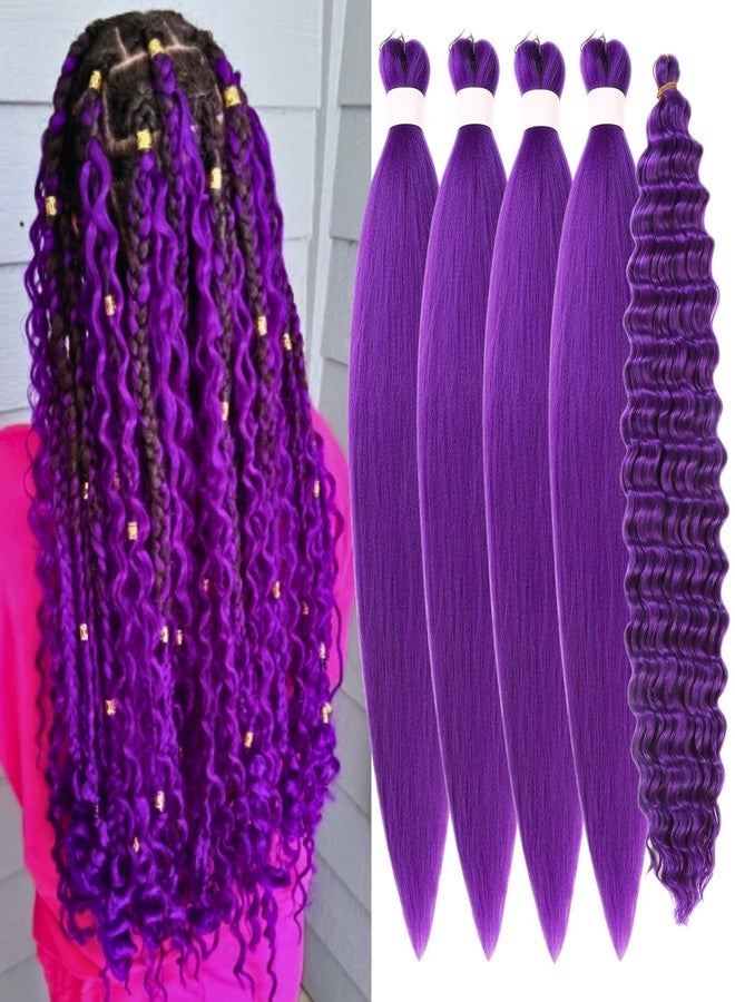 Leticia Purple Braiding Hair Pre stretched Curly Boho Hair for Braiding Hypoallergenic Crochet Boho Braids ez Braid Knotless Synthetic Braids for Black Women - Image 1