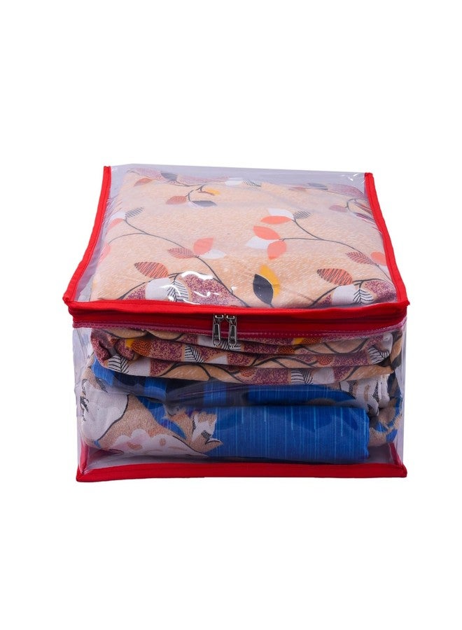ABBASI Saree Cover Storage Bag Big for Clothes with Zip Organizer for Wardrobe, transparent Large Design Boxes (Red, Pack of 3) - Image 4