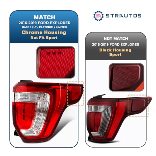 STRAUTOS Tail Lights Compatible with 2016 2017 2018 2019 Ford Explorer Rear Brake Lamp Assembly With Wire Harness and Bulbs Replace FB5Z13404A (2016-2019 Ford Explorer, Right Passenger Side) - Image 4