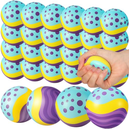 Vertintong 24 Pcs Monsters Birthday Party Favor 25 Inch Stress Balls Dots Squeeze Fidget Toys for Kids Adults Blue Purple Monsters Game Party Favors Dots Valentines Gifts for Coworker Classroom Prize - Image 1