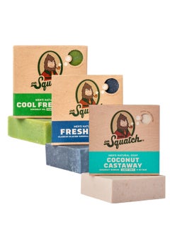 Dr. Squatch Dr. Squatch Men's Natural Bar Soap from Cold Process Moisturizing Soap Made from Natural Oils - No Harmful Chemicals - Good for All Skin Types - Coconut Castaway, Fresh Falls, Cool Aloe (3 Pk)  - Image 1