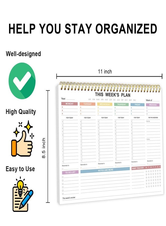 Tuun Fuplan Weekly Planner 2025-2026 - Undated Daily Productive Weekly Planner for Work and Home, 52 Week, 8.5" x 11", Colorful - Image 2
