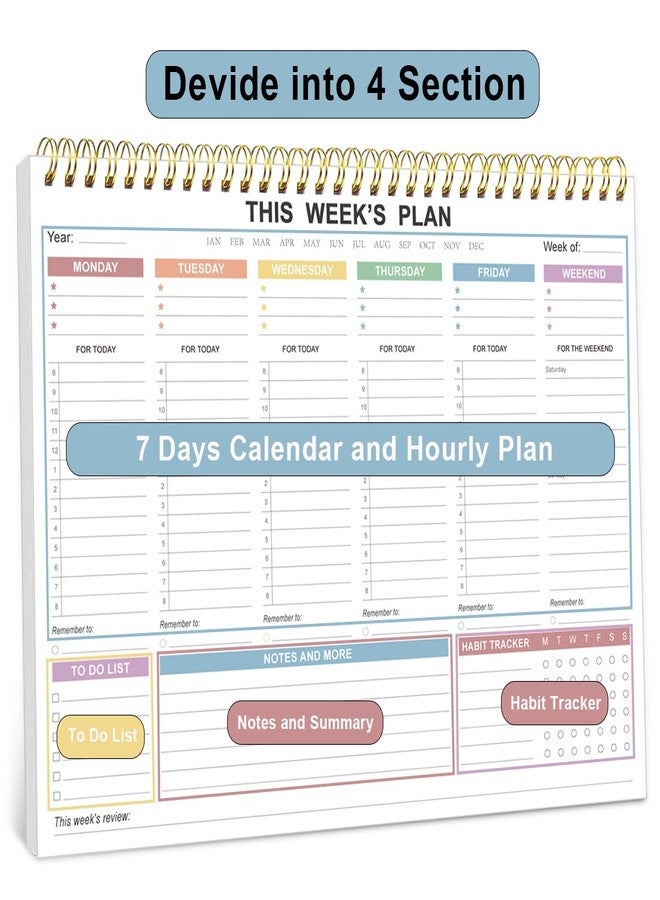 Tuun Fuplan Weekly Planner 2025-2026 - Undated Daily Productive Weekly Planner for Work and Home, 52 Week, 8.5" x 11", Colorful - Image 4