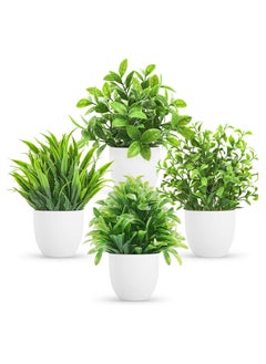 NNEWVANTE 4 Pack Mini Fake Plants Artificial Potted Eucalyptus Faux Plants for Home Office Farmhouse Bathroom Table Shelf Decor Indoor  - Image 1