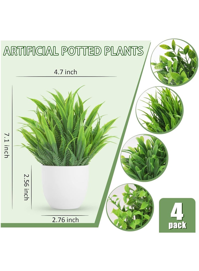 NNEWVANTE 4 عبوات من النباتات الاصطناعية الصغيرة في أصص نباتات الأوكاليبتوس للنباتات الزائفة لتزيين المنزل والمكتب والمزرعة والحمام والطاولة والرفوف الداخلية - Image 2
