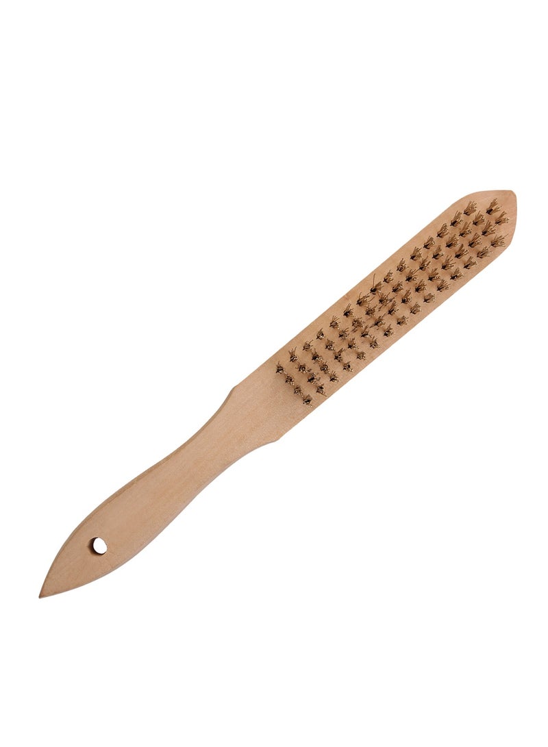 KSEIBI European Hand Brush/Brass Coated, Heavy Duty Brass Wire Brush with Wooden Handle for Cleaning Rust, Paint Removal, Metal Parts Dirt Scrubbing and Cleaning Welding Slag Rust. - Image 2