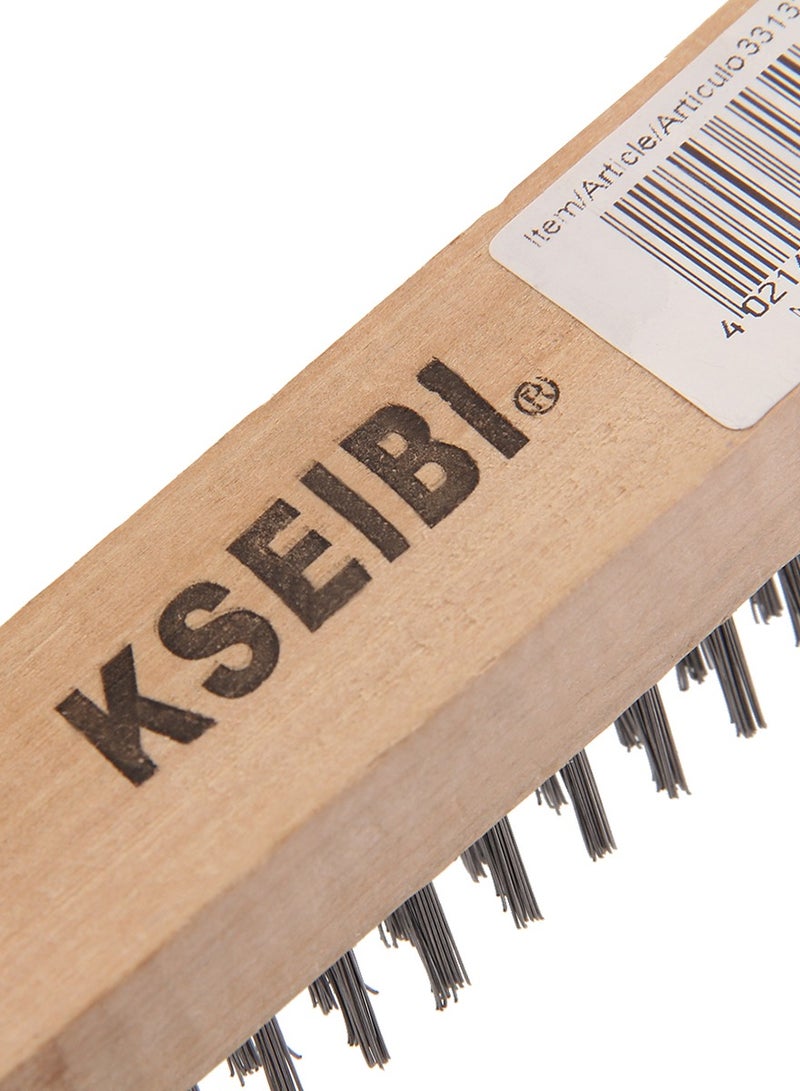 KSEIBI European Hand Brush/Brass Coated, Heavy Duty Brass Wire Brush with Wooden Handle for Cleaning Rust, Paint Removal, Metal Parts Dirt Scrubbing and Cleaning Welding Slag Rust. - Image 3