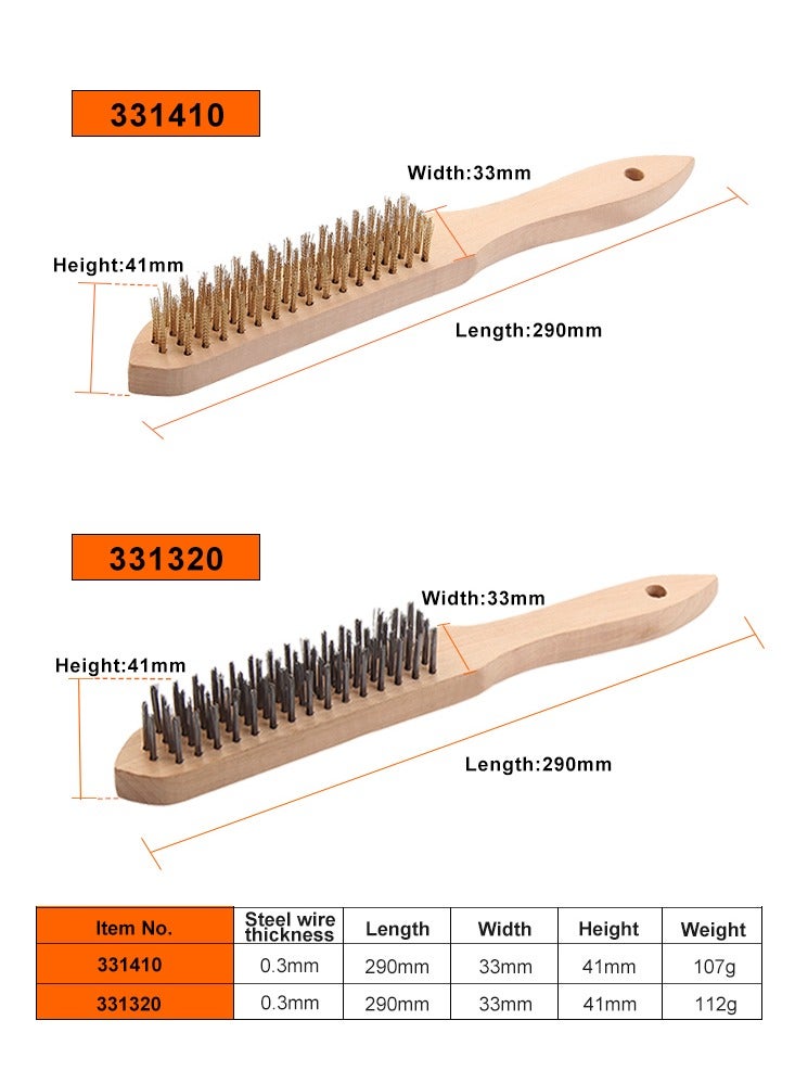 KSEIBI European Hand Brush/Brass Coated, Heavy Duty Brass Wire Brush with Wooden Handle for Cleaning Rust, Paint Removal, Metal Parts Dirt Scrubbing and Cleaning Welding Slag Rust. - Image 5