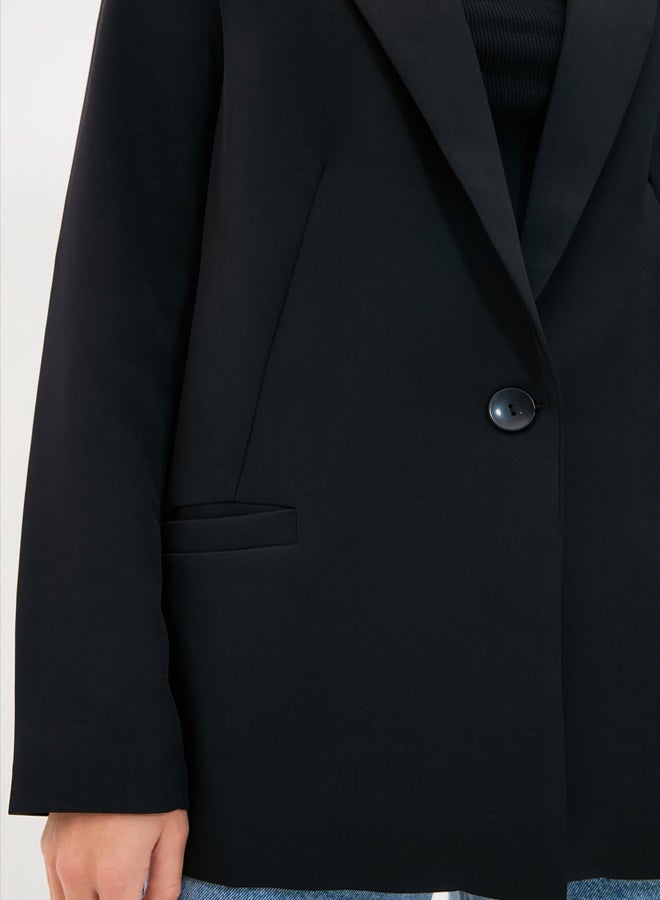 trendyol Black Regular Lined Detailed Woven Blazer Jacket - Image 4