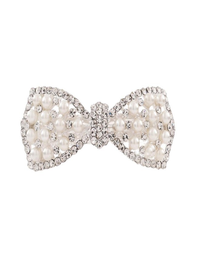 TARINI Butterfly Pearl Hair Barrettes, Shiny Rhinestone Hair Clips, Elegant Decorative Hair Pins for Women Girls Daily Party Wedding - Image 1