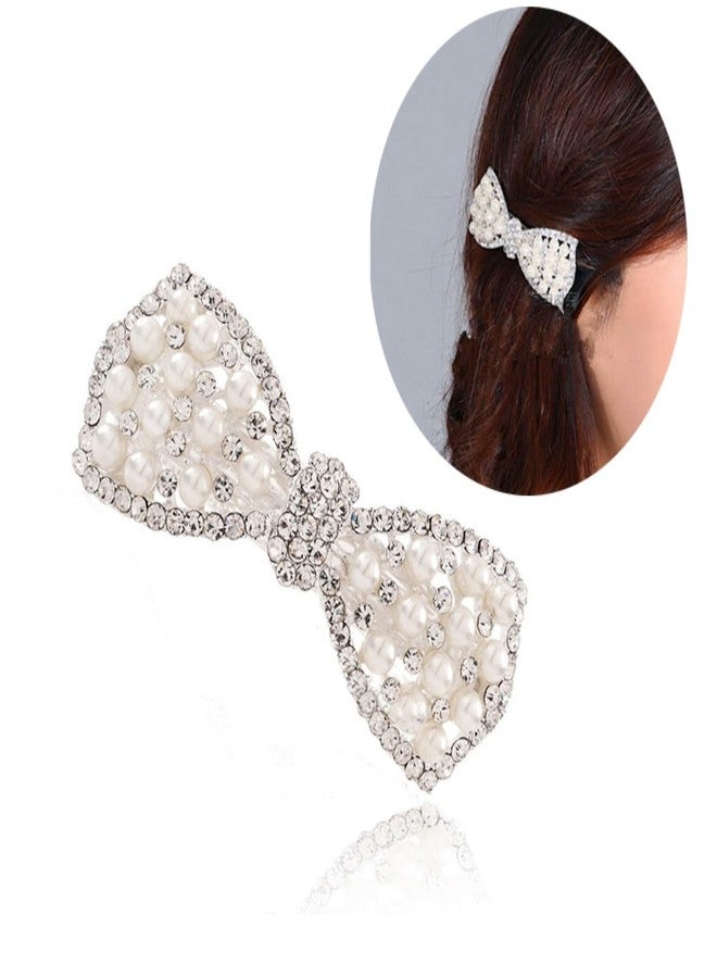 TARINI Butterfly Pearl Hair Barrettes, Shiny Rhinestone Hair Clips, Elegant Decorative Hair Pins for Women Girls Daily Party Wedding - Image 5