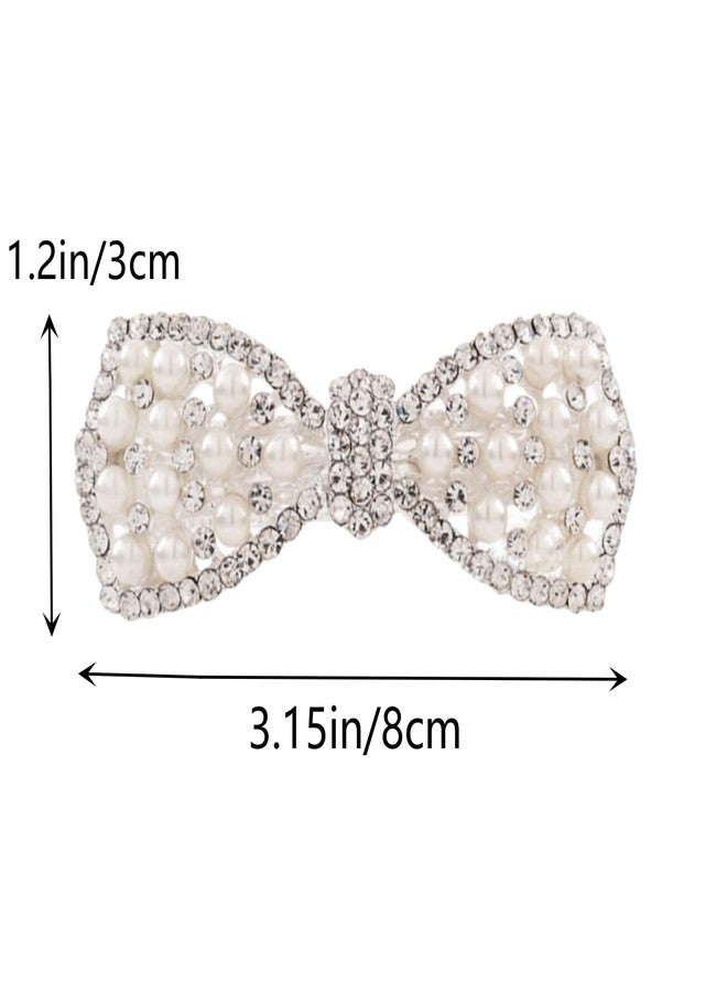 TARINI Butterfly Pearl Hair Barrettes, Shiny Rhinestone Hair Clips, Elegant Decorative Hair Pins for Women Girls Daily Party Wedding - Image 2