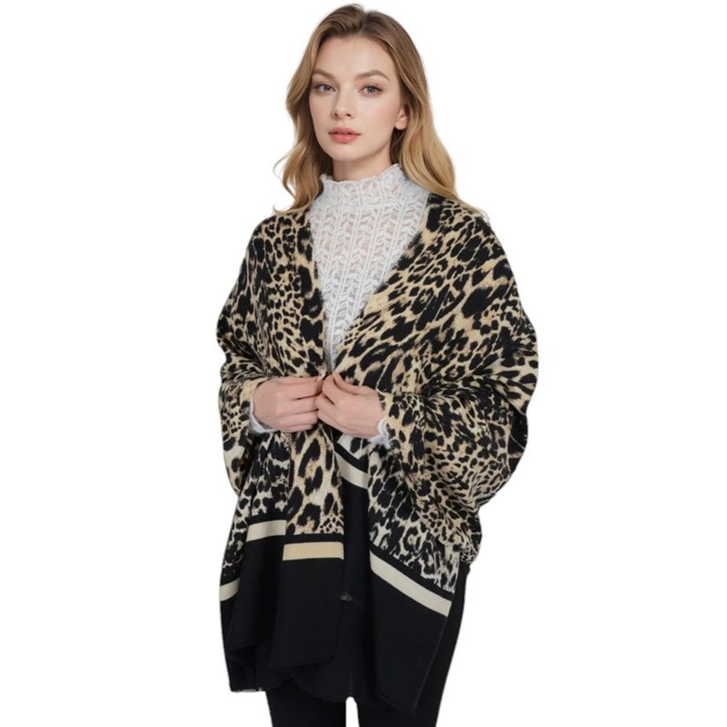 XuoAz Winter Leopard Scarf for Women - Soft Animal Warm Cashmere Feels Long Shawls Wrap - Image 2
