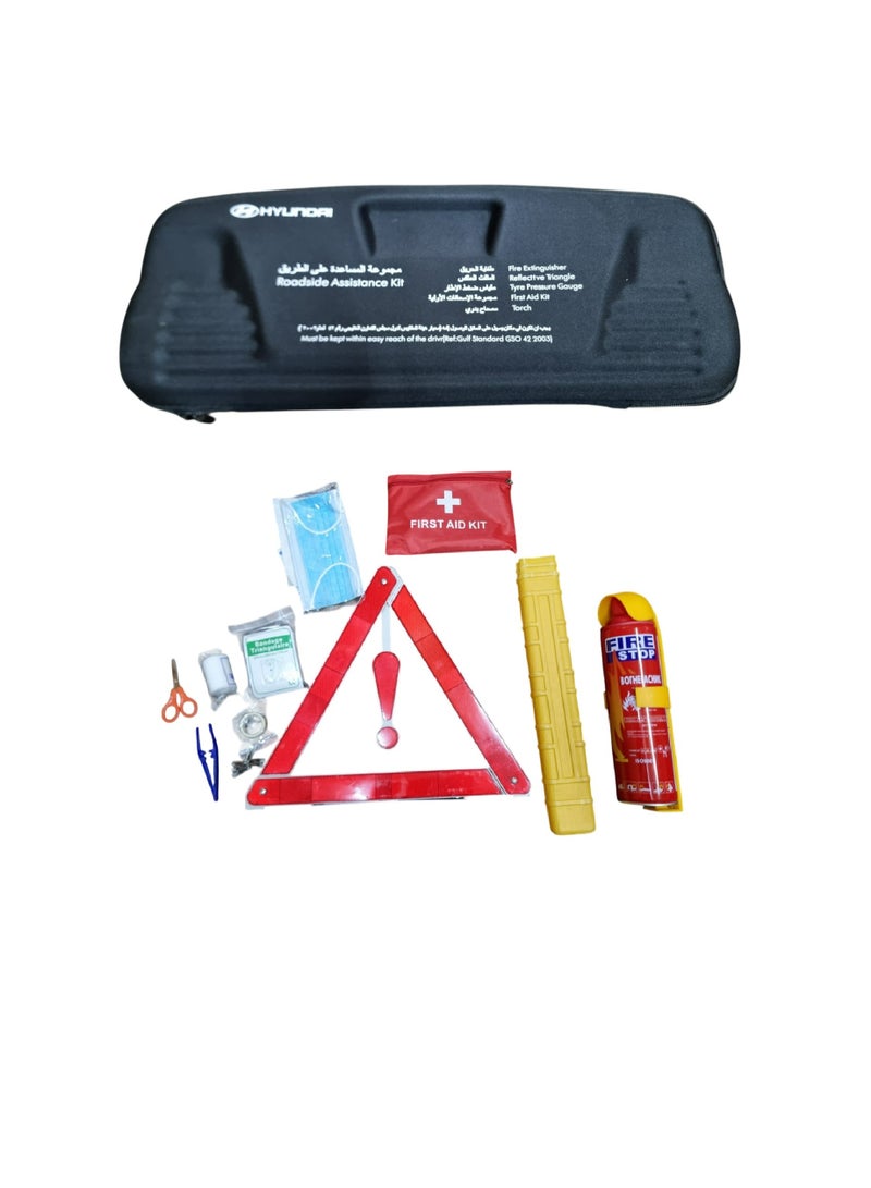 HYUNDAI Roadside Safety Kit With Fire Extinguisher, First Aid Kit And Triangle With Bag Hyundai Cars - Image 1