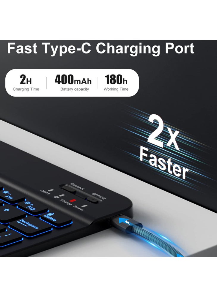 حافظة لوحة مفاتيح CS-1029 لجهاز iPad 10.2 (2021)/(2020)/(2019)/Air 10.5 بوصة (2019) غطاء حماية لوحة مفاتيح بإضاءة خلفية ملونة - أسود - Image 4