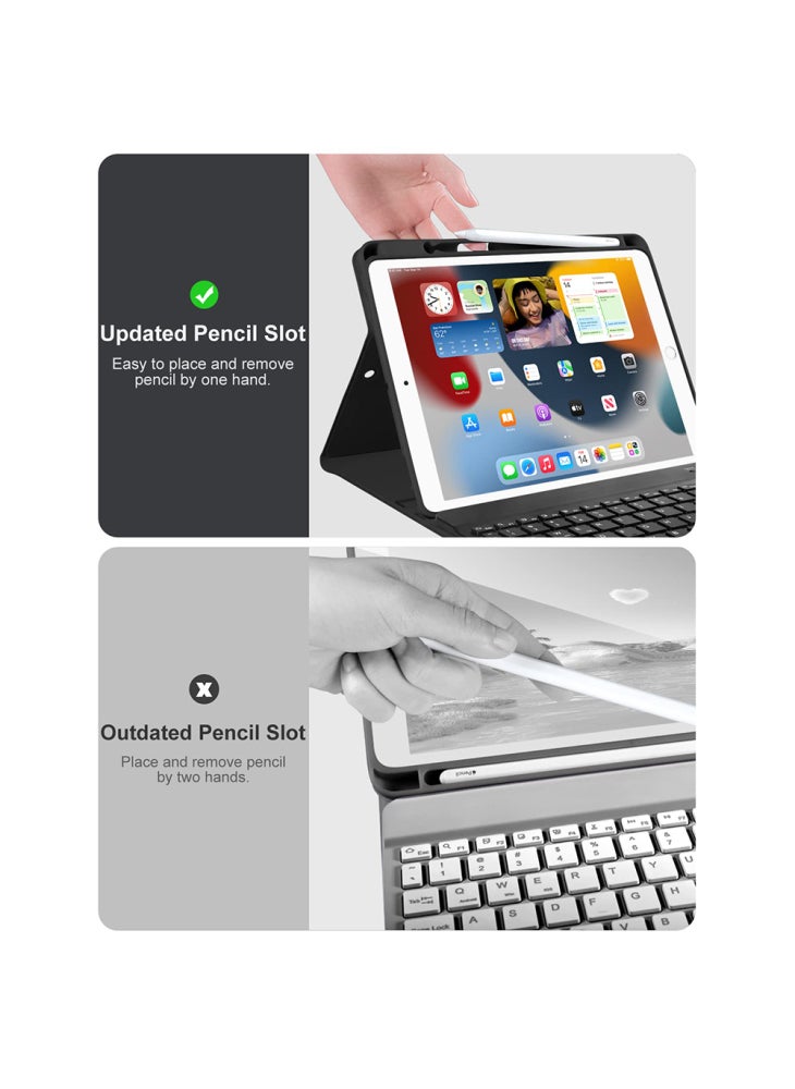 حافظة لوحة مفاتيح CS-1029 لجهاز iPad 10.2 (2021)/(2020)/(2019)/Air 10.5 بوصة (2019) غطاء حماية لوحة مفاتيح بإضاءة خلفية ملونة - أسود - Image 5