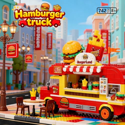 Mov stone Friends Burger Truck Building Set Compatible with Lego City Creative Fast Food Truck Playset for Girls Fun Pretend Play Gift for Kids Ages 6 - Image 5